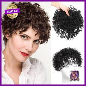 Human Hair Topper With Bangs - Clip-in Piece for Thinning Hair, Add Volume